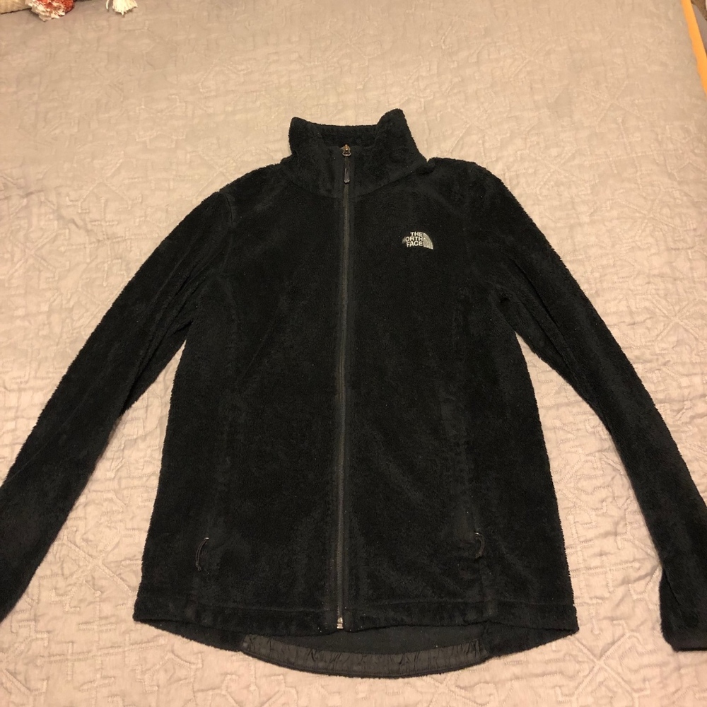 Black North Face fuzzy jacket size medium